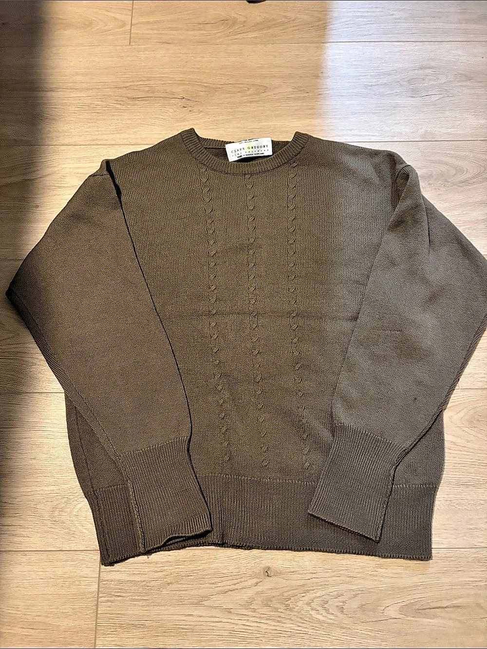 Clark & Gregory Green Crewneck Sweater 100% Marino Wool